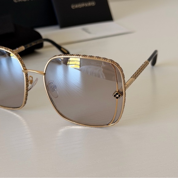 New! Chopard Gold Sunglasses for Women, SCHG33S 301X, Authentic - Picture 5 of 13